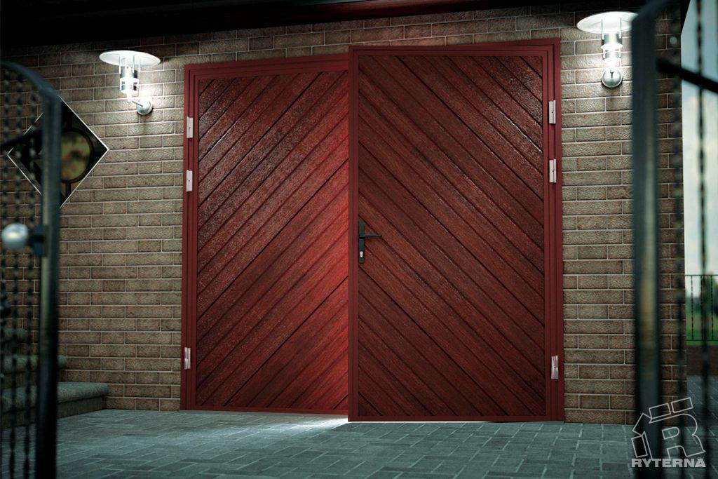 czerwone drzwi wahadłowe